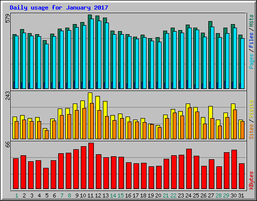 Daily usage for January 2017