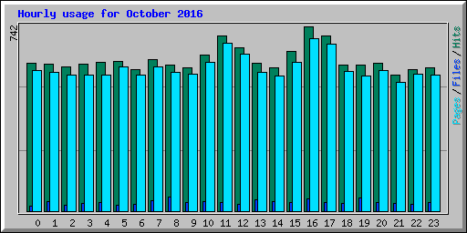 Hourly usage for October 2016